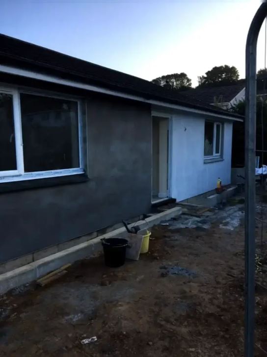Full wall render finish