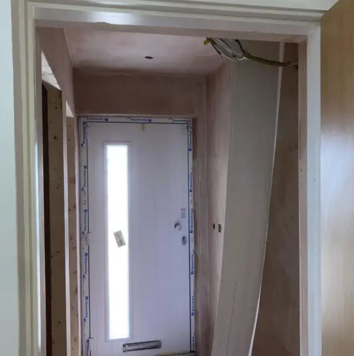 Area prepped before plaster